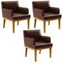 Ver imagem 1 de Kit 3 Poltronas Decorativas Para Sala De Estar E Recepção Beatriz W01 Couríssimo Marrom - Lyam