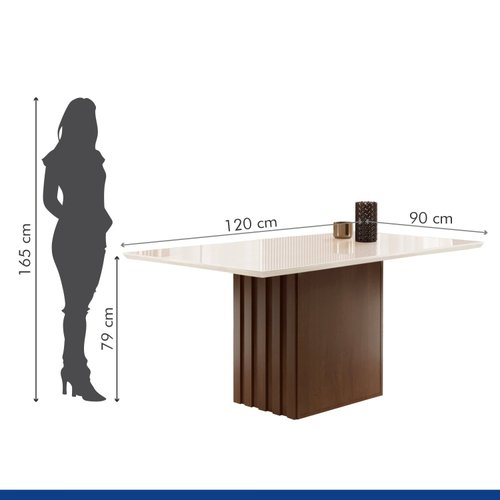 Mesa de Jantar Firenze c/ 4 Cadeiras Delta – LJ Móveis – 135×90 – Castanho  Premium / Off White