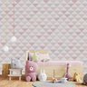 Papel de parede infantil triângulo rosa menina para quarto de bebê M² PP138 - 3