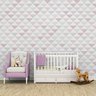 Papel de parede infantil triângulo rosa menina para quarto de bebê M² PP138 - 4