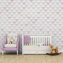 Ver imagem 4 de Papel de parede infantil triângulo rosa menina para quarto de bebê M² PP138