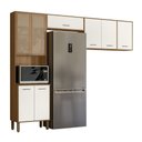Ver imagem 2 de Armário de Cozinha Compacta Paolla 261,2 Cm com 8 Portas Ipe/off White