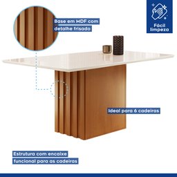 Conjunto Sala de Jantar Mesa Tampo Slim Plus Vidro 120x90cm com 4 Cadeiras Elis Yescasa - 3
