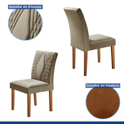 Conjunto Sala de Jantar Mesa Tampo Slim Plus Vidro 120x90cm com 4 Cadeiras Elis Yescasa - 5