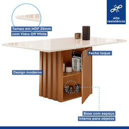 Conjunto Sala de Jantar Mesa Tampo Slim Plus Vidro 120x90cm com 4 Cadeiras Elis Yescasa - 2