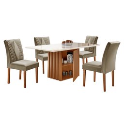 Conjunto Sala de Jantar Mesa Tampo Slim Plus Vidro 120x90cm com 4 Cadeiras Elis Yescasa - 10