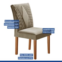 Conjunto Sala de Jantar Mesa Tampo Slim Plus Vidro 120x90cm com 4 Cadeiras Elis Yescasa - 4
