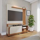 Ver imagem 1 de Painel com Rack Tv até 65 Pol 2 Gavetas 152x187cm Jurerê Off White Freijó