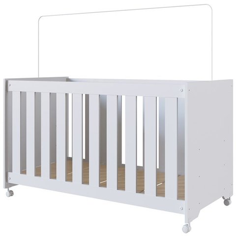 Berço Infantil com Rodizios La002 Branco Comm