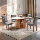 Ver imagem 2 de Conjunto Sala de Jantar Mesa Tampo Slim Plus Vidro 120x90cm com 4 Cadeiras Elis Yescasa