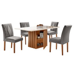 Conjunto Sala de Jantar Mesa Tampo Slim Plus Vidro 120x90cm com 4 Cadeiras Elis Yescasa - 10