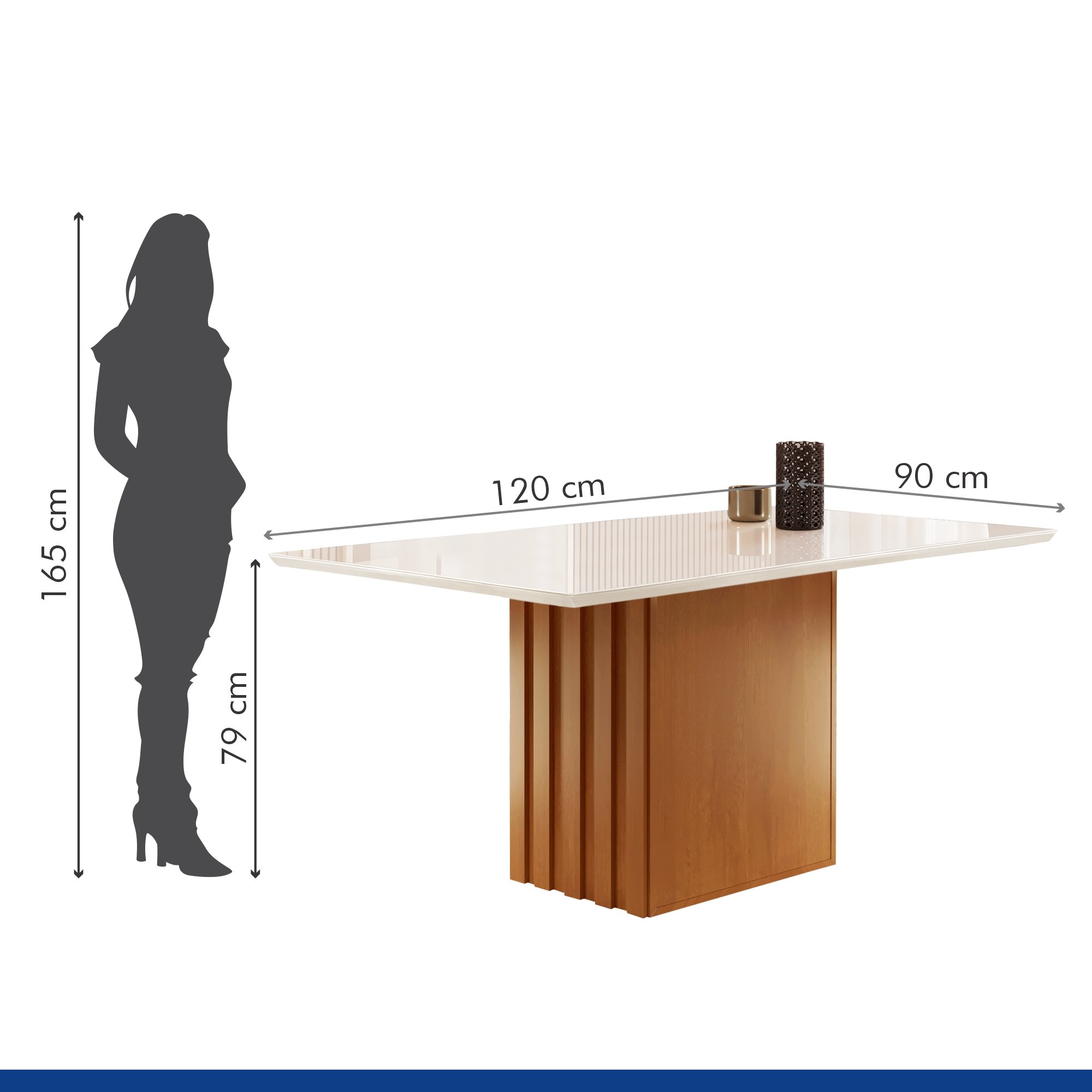 Conjunto Sala de Jantar Mesa Tampo Slim Plus Vidro 120x90cm com 4 Cadeiras Elis  - 7