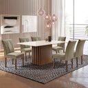 Ver imagem 1 de Conjunto Sala de Jantar Mesa Tampo Slim Plus Vidro 170x90cm com 6 Cadeiras Elis