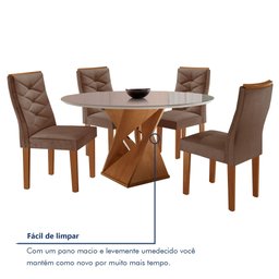 Conjunto Mesa Redonda com Vidro e 4 Cadeiras Tampo Barcelona Yescasa - 8