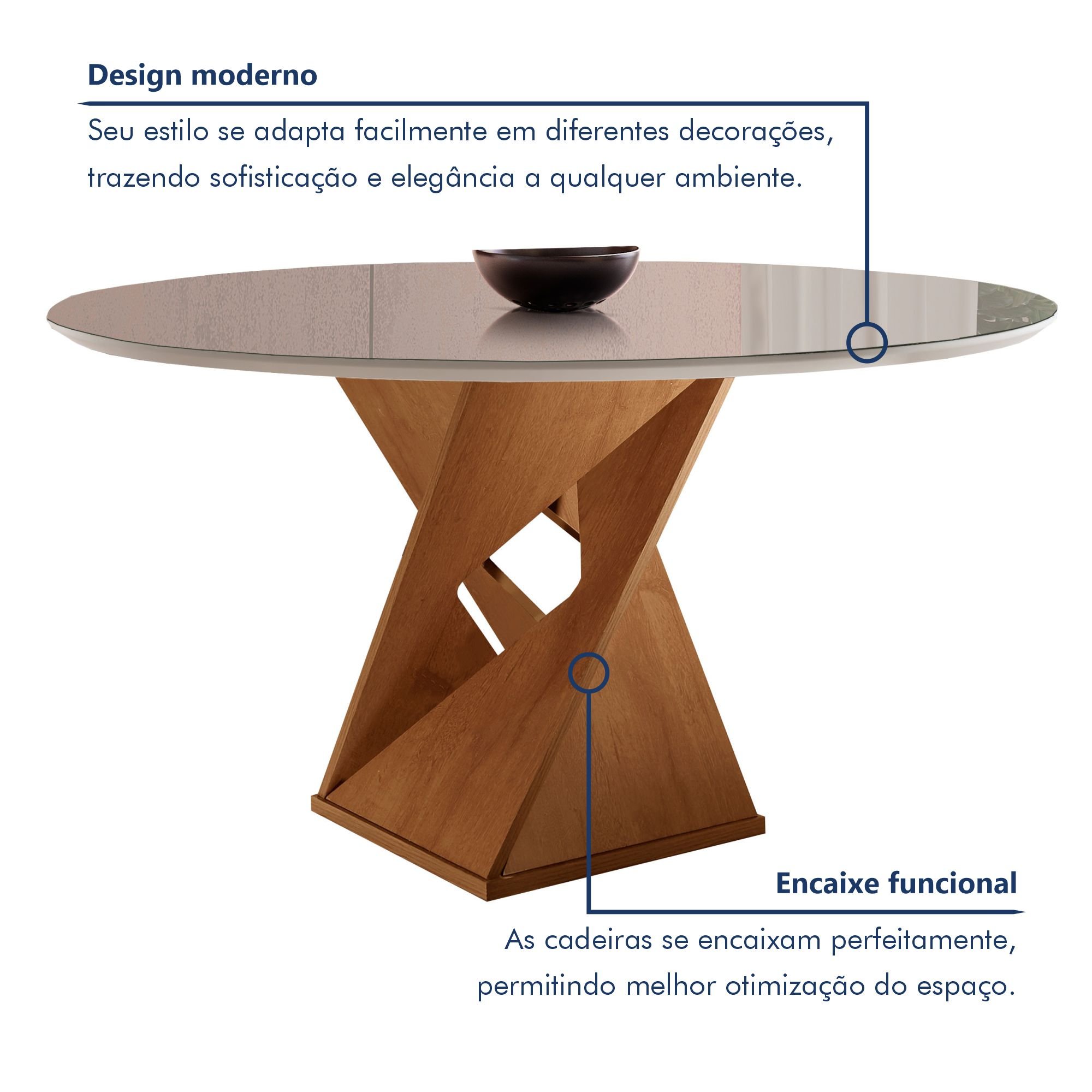 Conjunto Mesa Redonda com Vidro e 4 Cadeiras Tampo Barcelona Yescasa - 3