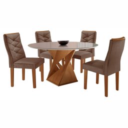 Conjunto Mesa Redonda com Vidro e 4 Cadeiras Tampo Barcelona Yescasa - 14