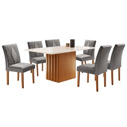 Conjunto Sala de Jantar Mesa Tampo Slim Plus Vidro 170x90cm com 6 Cadeiras Elis  - 2