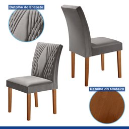 Conjunto Sala de Jantar Mesa Tampo Slim Plus Vidro 170x90cm com 6 Cadeiras Elis  - 6