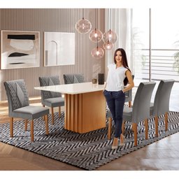 Conjunto Sala de Jantar Mesa Tampo Slim Plus Vidro 170x90cm com 6 Cadeiras Elis  - 10