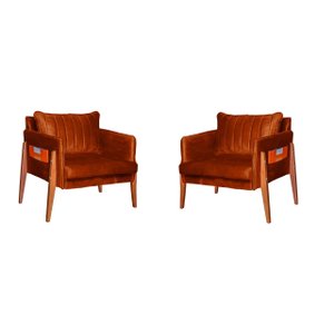 KIT 2 POLTRONA DECORATIVA MILÃO LUXO DORA BELA - 0126 Ferrugem