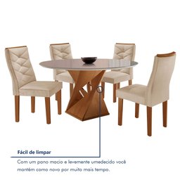 Conjunto Mesa Redonda com Vidro e 4 Cadeiras Tampo Barcelona Yescasa - 8