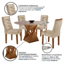 Ver imagem 6 de Conjunto Mesa de Jantar Redonda 4 Cadeiras Tampo de Vidro Barcelona Yescasa Cinamomo Off White