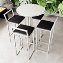 Ver imagem 1 de Conjunto Mesa Alta Bar Bistrô Redonda Branca 4 Banquetas Estofado Don Castro Decor