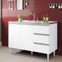 Ver imagem 1 de Balcão Recife 2 Portas 3 Gavetas MDF MDP 118cm Branco Milani Movelaria