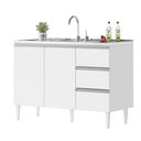 Ver imagem 3 de Balcão Recife 2 Portas 3 Gavetas MDF MDP 118cm Branco Milani Movelaria