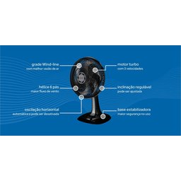 Ventilador de Mesa Turbo Premium 6 Pás 30cm Ventisol - 127v - Preto - Prata - 30 Cm - 60 Hz - Plásti - 4