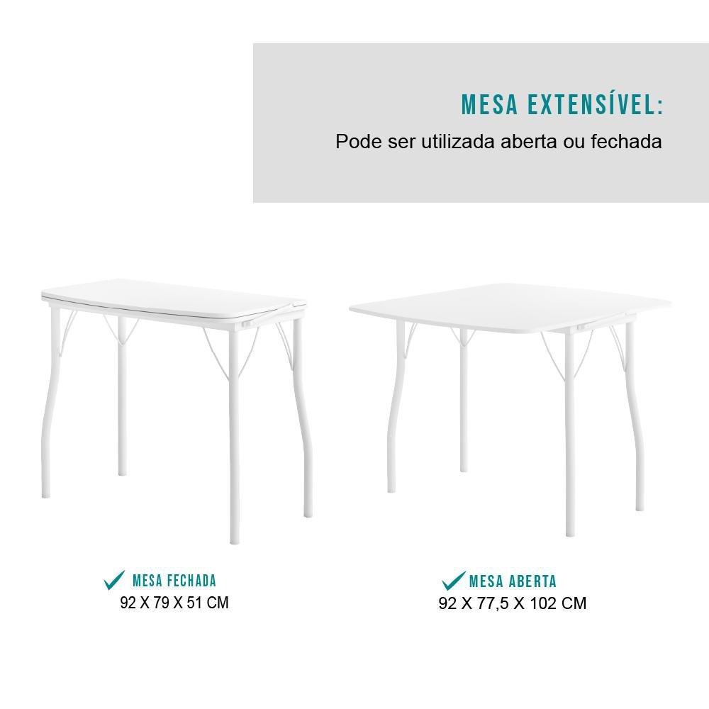 Conjunto Mesa Extensível com 4 Banquetas Branco Carraro - 8