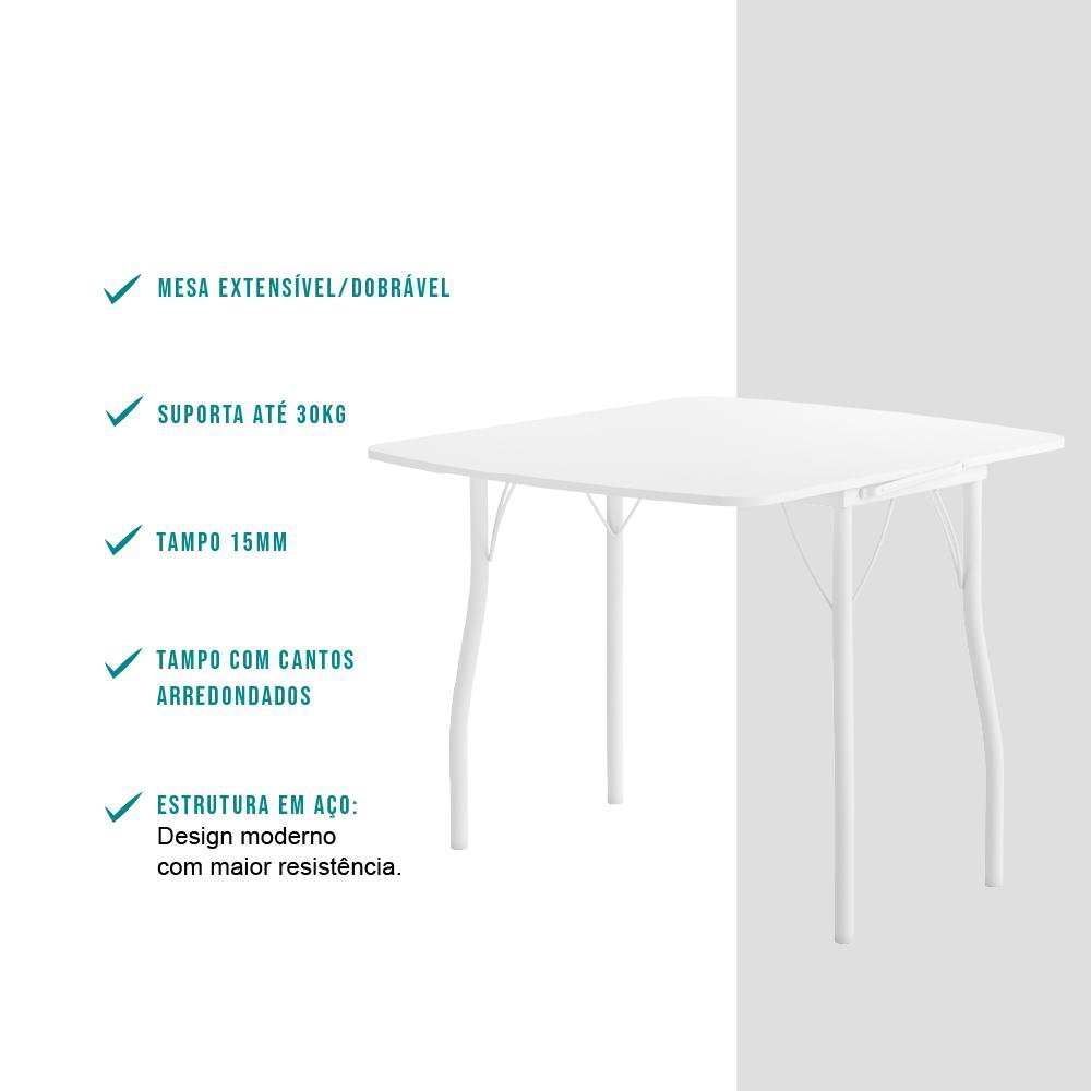 Conjunto Mesa Extensível com 4 Banquetas Branco Carraro - 6