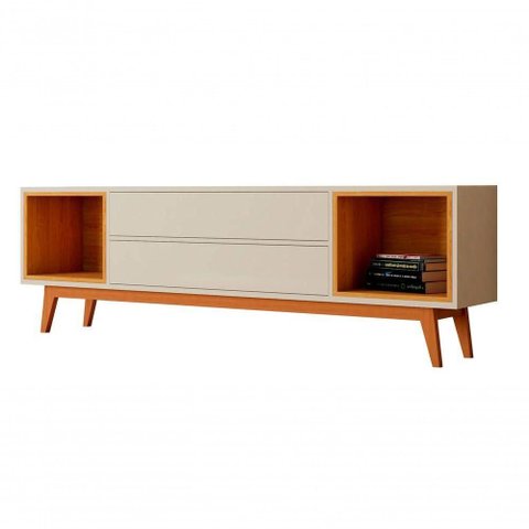 Rack para Tv Horizon 1.8 Off White com Nature - Moveisaqui