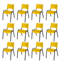 Ver imagem 2 de Kit 12 Cadeiras Iso Fixa Empilhável Escola Igreja Salão:amarelo