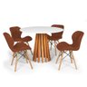 Conjunto Mesa de Jantar Talia Amadeirada Branca 100cm com 4 Cadeiras Eiffel Slim - 1