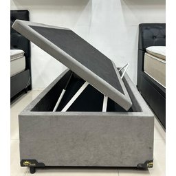 Cama Box Baú Solteiro 0,88 X 1,88 X 0,40 Premium Sued Cinza - 2