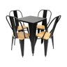 Conjunto Mesa para Bares e Restaurante Industrial Iron Tolix com 4 Cadeiras Preta Assento Sublimado - 1