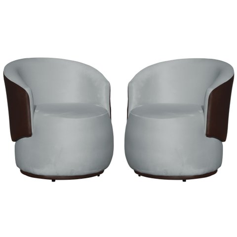 Kit 2 Poltronas para Recepção Decoração Sala Confortável - Veludo - Sv Decor:prata