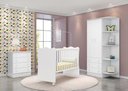 Ver imagem 2 de Quarto Infantil com Guarda Roupa 2 Portas 3 Gavetas com Cantoneira, Berço e Cômoda Meu Soninho Branc