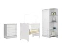 Ver imagem 1 de Quarto Infantil com Guarda Roupa 2 Portas 3 Gavetas com Cantoneira, Berço e Cômoda Meu Soninho Branc
