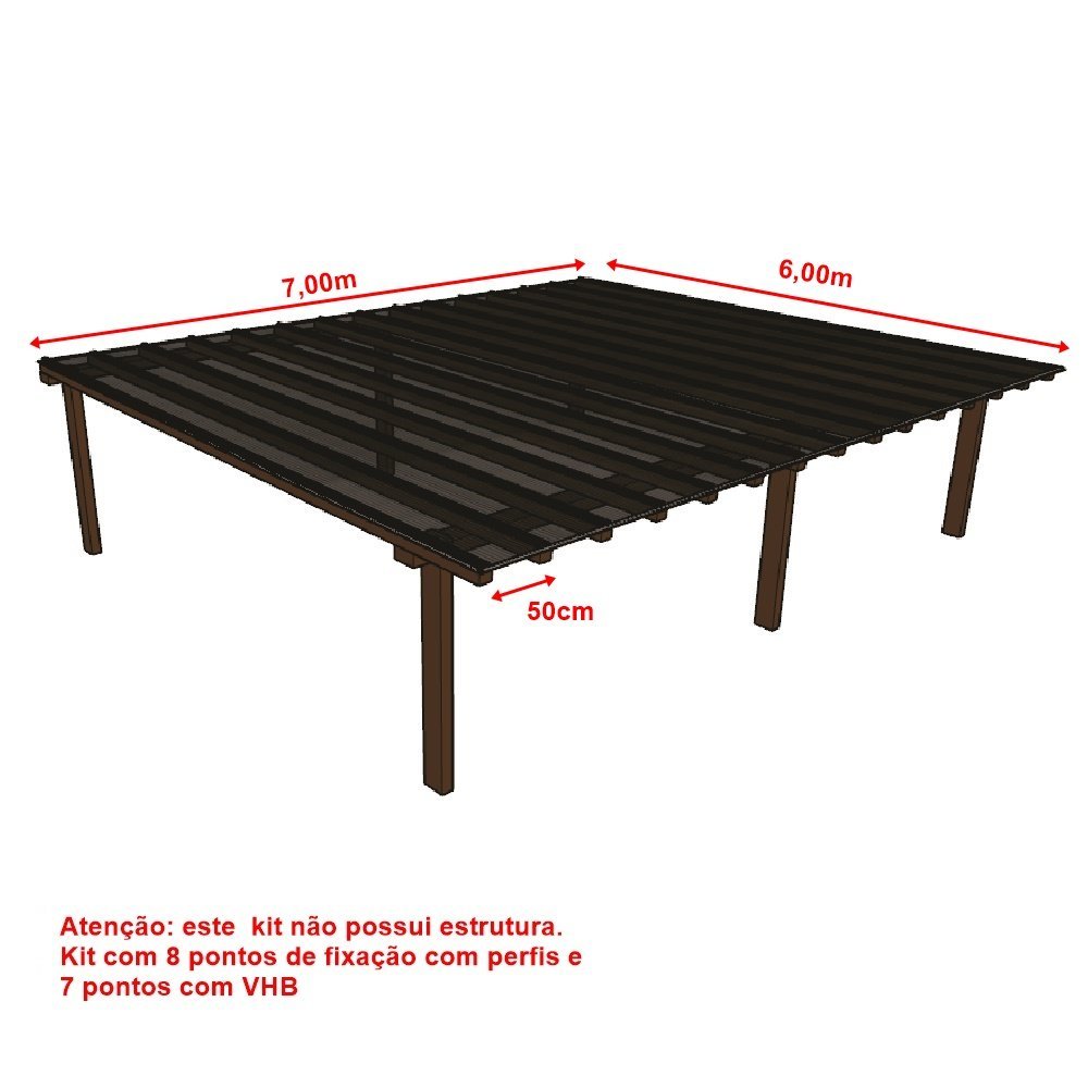 Ver imagem 2 de Cobertura Policarbonato Alveolar 7,00m x 6,00m - Fume 4mm