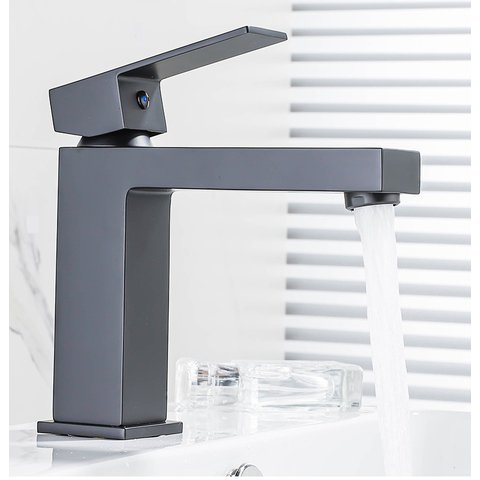 Torneira Monocomando Cascata Banheiro Baixa 7127 Preta Fosco Luuk Young