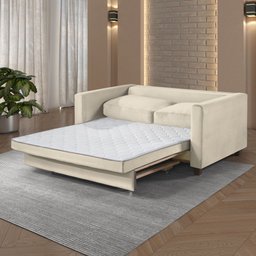 Sofá Cama Marcelle 2 Lugares 150 Casal Veludo Paris Pés de Madeira - Talento Móveis - 4