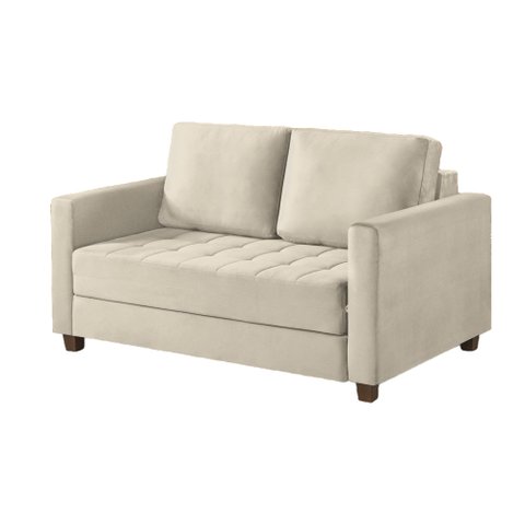 Sofá Cama Marcelle 2 Lugares 150 Casal Veludo Paris Pés de Madeira - Talento Móveis