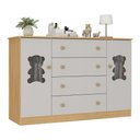 Ver imagem 2 de Cômoda Infantil 125cm 2 Portas com Vidro e 4 Gavetas Teddy Multimóveis Mp4490 Madeirado/off White