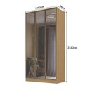 Ver imagem 3 de Guarda Roupa Solteiro 1,20m 3 Portas Reflecta e LED 100% MDF Cor:Olmo