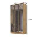 Ver imagem 3 de Guarda Roupa Solteiro 1,20m 3 Portas Reflecta e Led 100% Mdf Cor:olmo