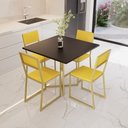 Ver imagem 3 de Conjunto Mesa de Jantar Quadrada Preta 4 Cadeiras Estofado Riviera Industrial Dourado Don Castro Dec