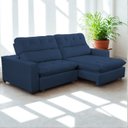Ver imagem 1 de Sofa Retratil Reclinavel 2 Lugares 290cm Veludo Andreia Azul Marinho