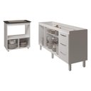 Ver imagem 3 de Balcão Cozinha Armário Gabinete de Pia 160 Cm Estela e Balcão para Fogão Cooktop 4 Bocas Evelyn